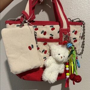 Madden Girl Red and Cream Cherry Tote